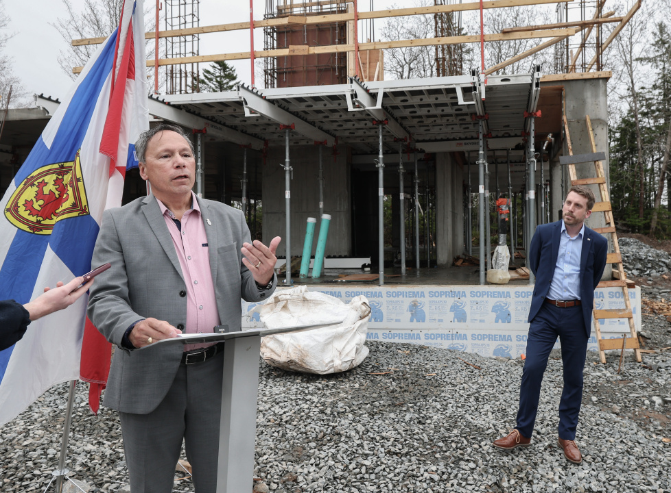 Brian Wong, MLA for Waverley-Fall River-Beaver Bank, in front of a child-care centre under construction