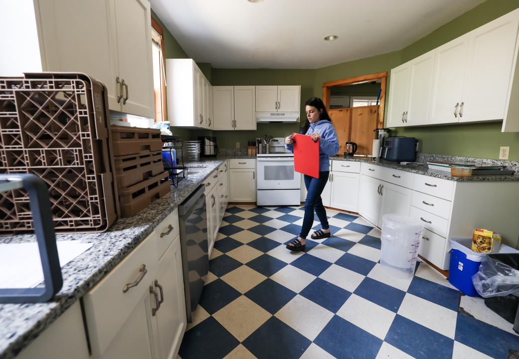 A woman in a kitchen