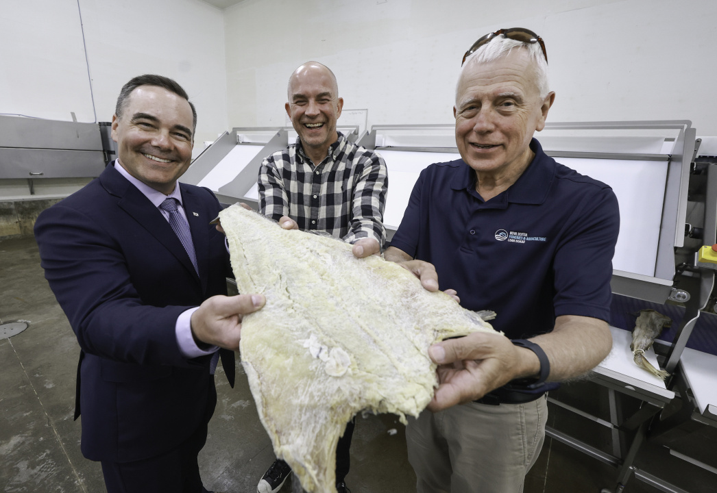 From left, Kent Smith, Minister of Fisheries and Aquaculture; Kerry Cunningham, sales/procurement with Sea Star Seafoods; and Neil LeBlanc, Chair of the Fisheries and Aquaculture Loan Board.