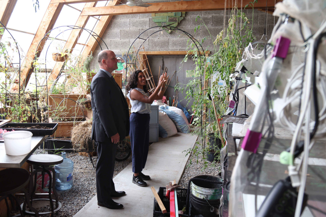 Environment and Climate Change Minister Timothy Halman tours the Hope Blooms greenhouse in 2023. (Province of Nova Scotia / File)