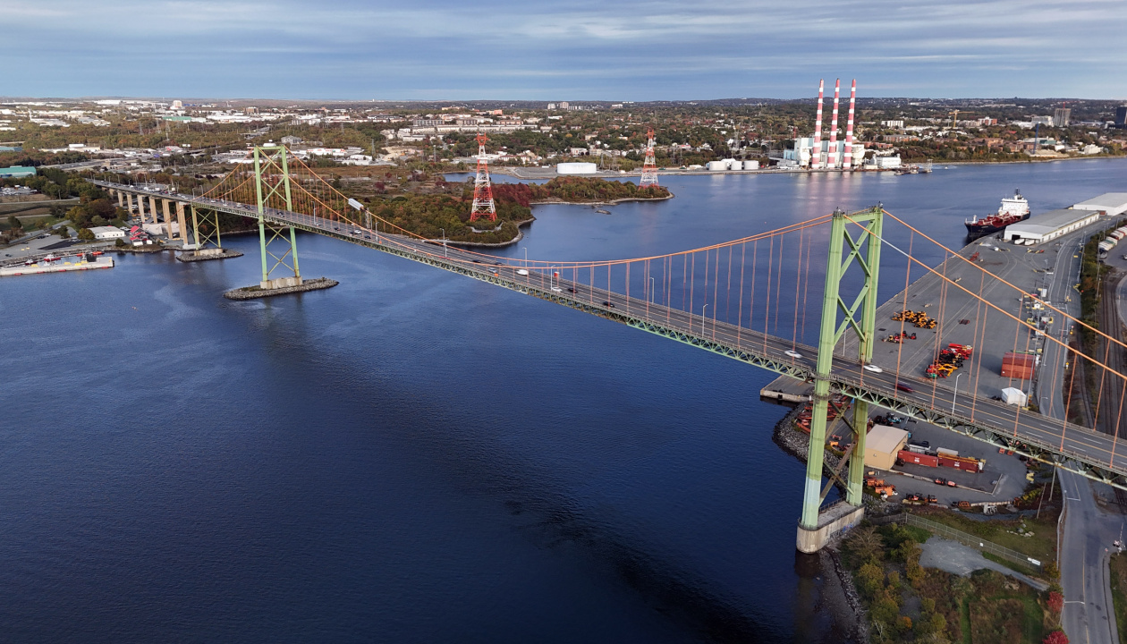 Aerial photo of the A. Murray MacKay Bridge
