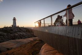 People on the accessible viewing platform at Peggy’s Cove.