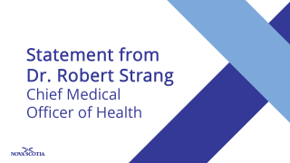 Graphic with the words Statement from Dr. Robert Strang Chief Medical Officer of Health