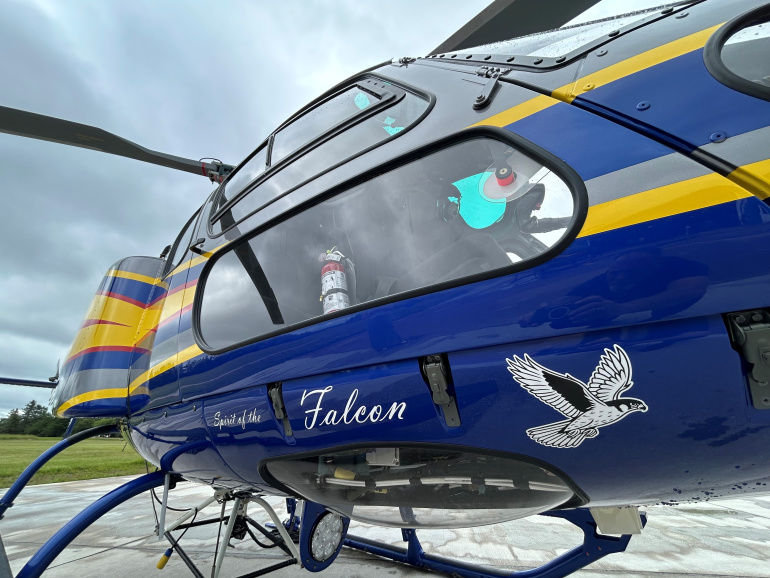 A helicopter on the ground