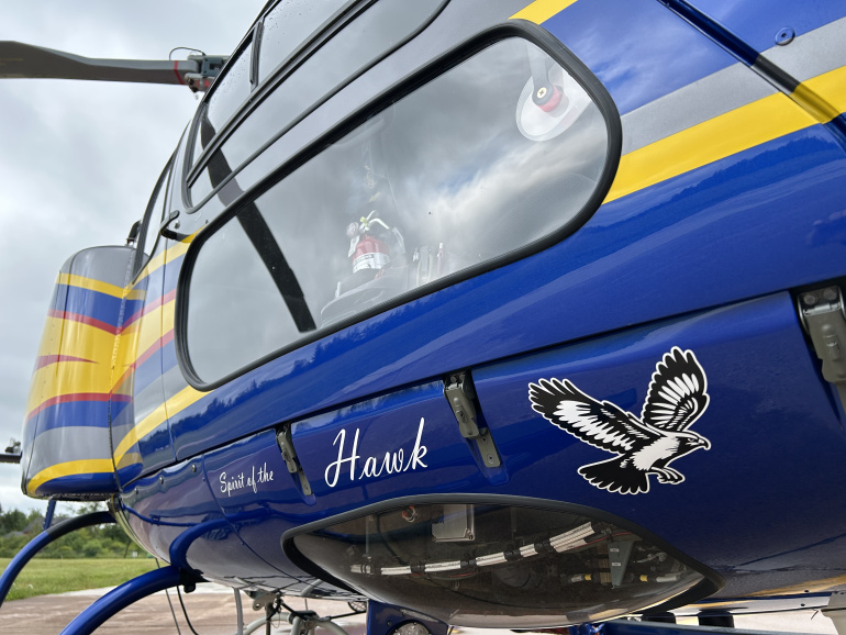 A helicopter on the ground