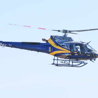 A helicopter in the air