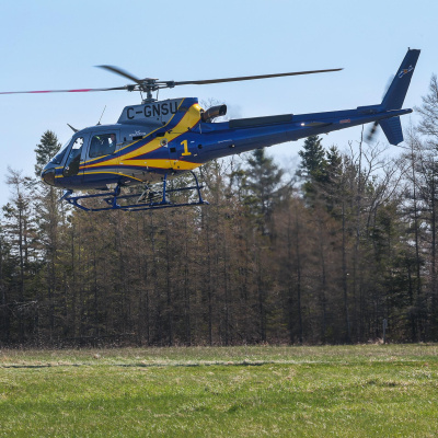 A helicopter in the air 