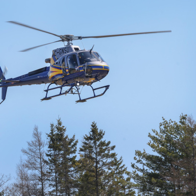 A helicopter in the air